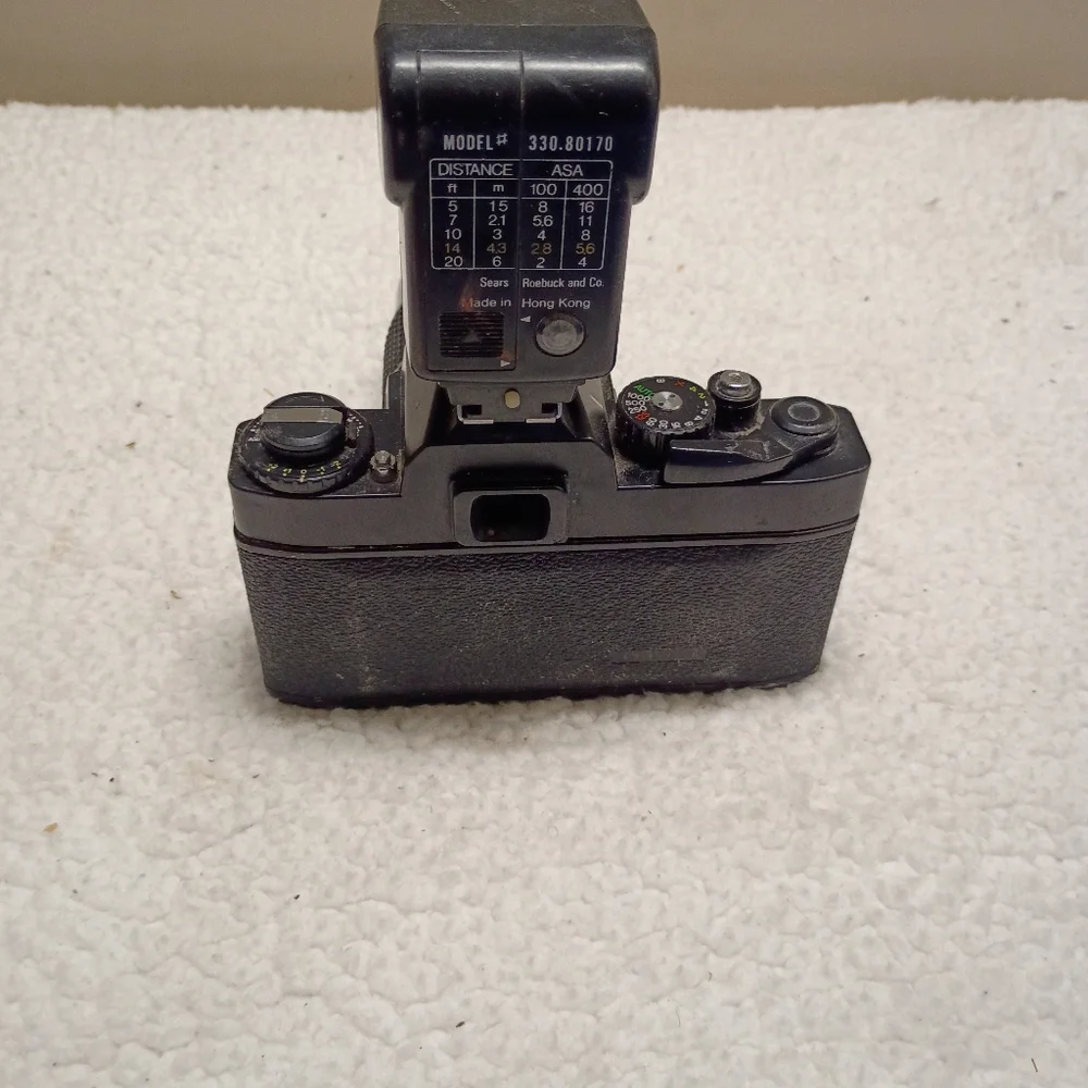 Black KSX Camera with Flash Attachment